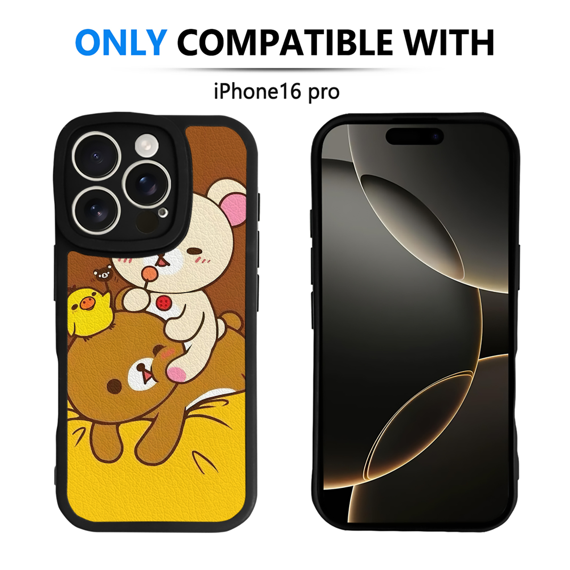 （画像用） リラックマ リラックマ キイロイトリ Rilakkuma Korilakkuma Kiiroitori 【iPhone 16シリーズ対応】シリコンスマホケース（レザー調） 材質：シリコン